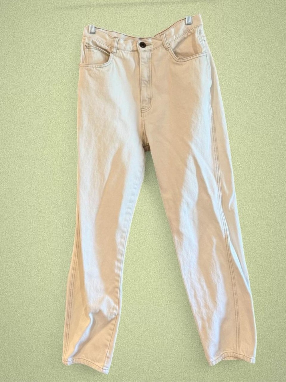 Cream high-waisted straight jeans
